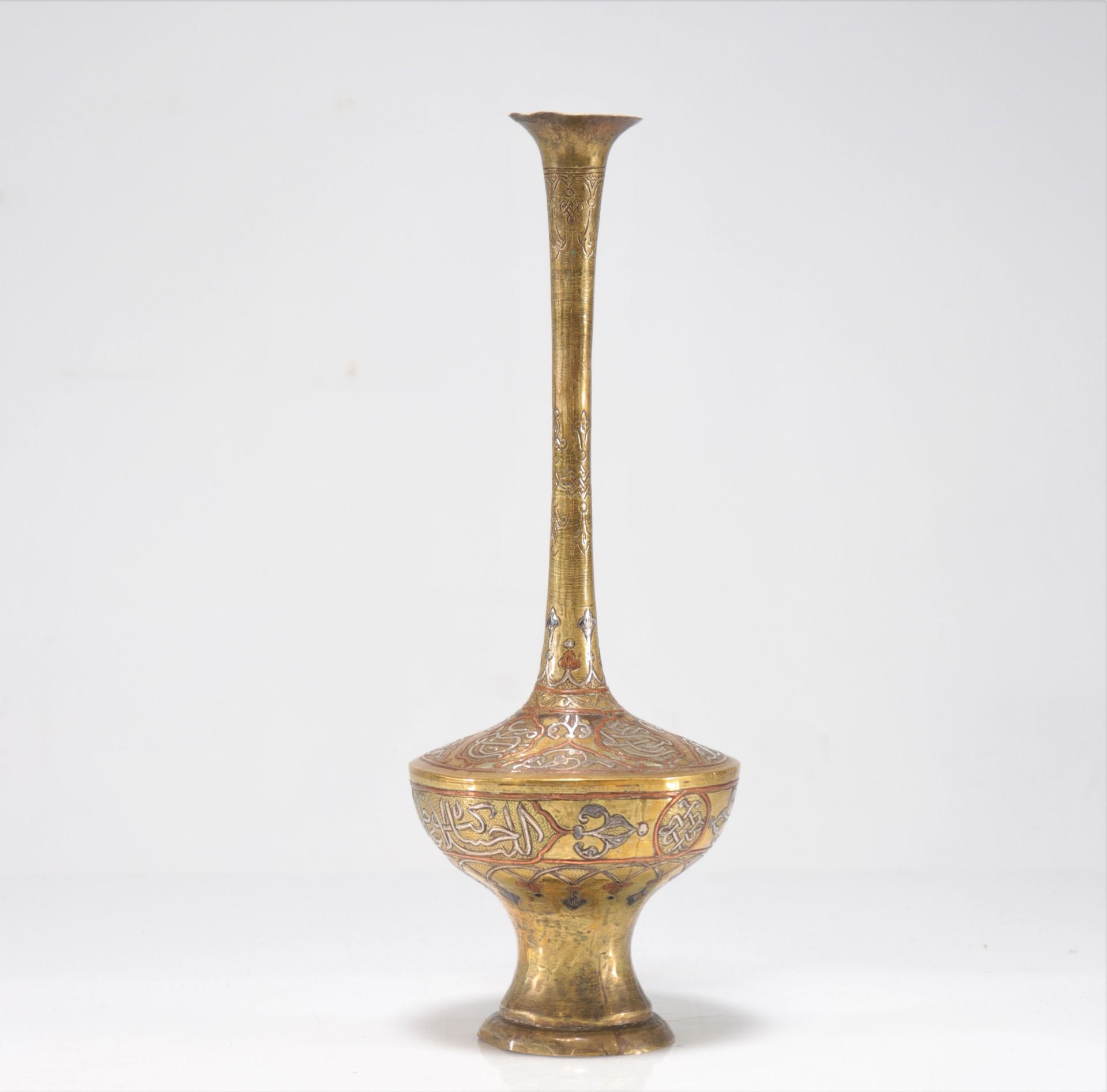 Ottoman vase brass and silver and copper inlay "Cairowe"