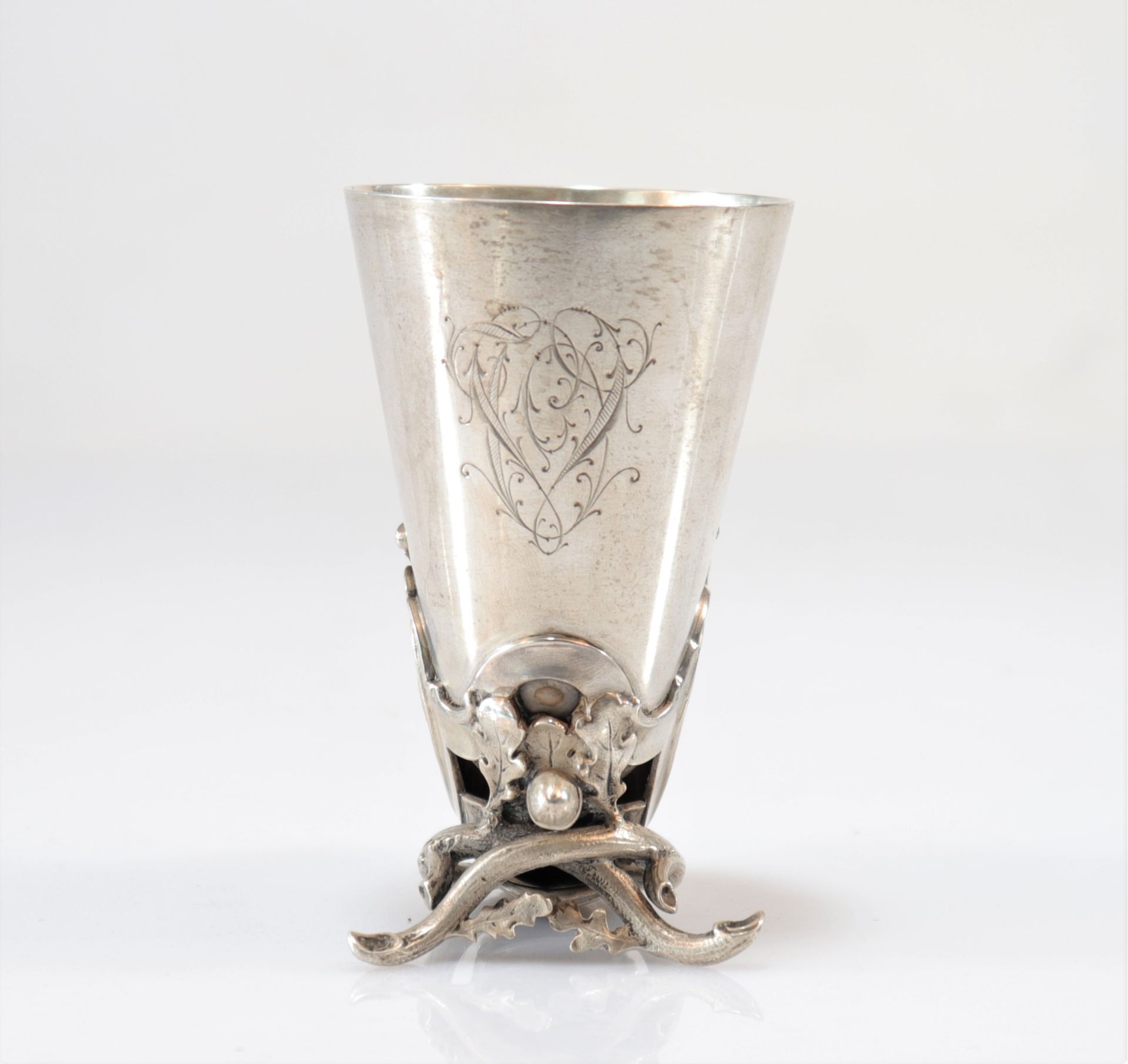 German (800) silver hunting goblet. Deer.1898 - Image 5 of 5