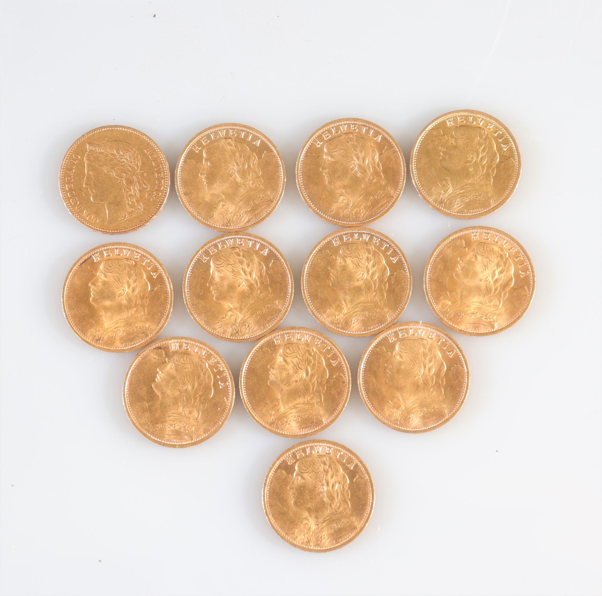 Lot of 12 gold coins of 20 frs Switzerland - Bild 2 aus 2