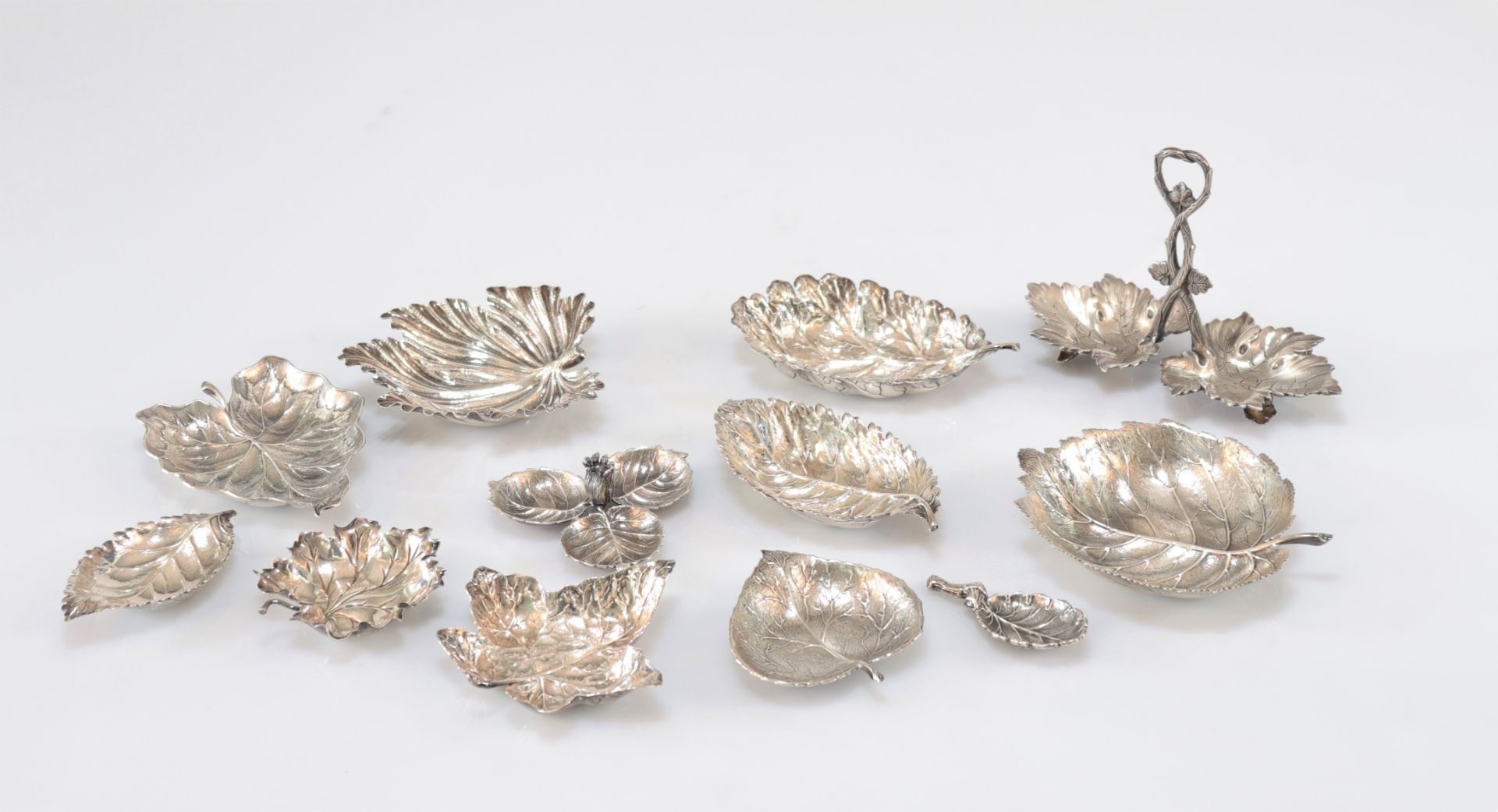 BUCCELLATI set (12pc) of solid 925 silver table decorations