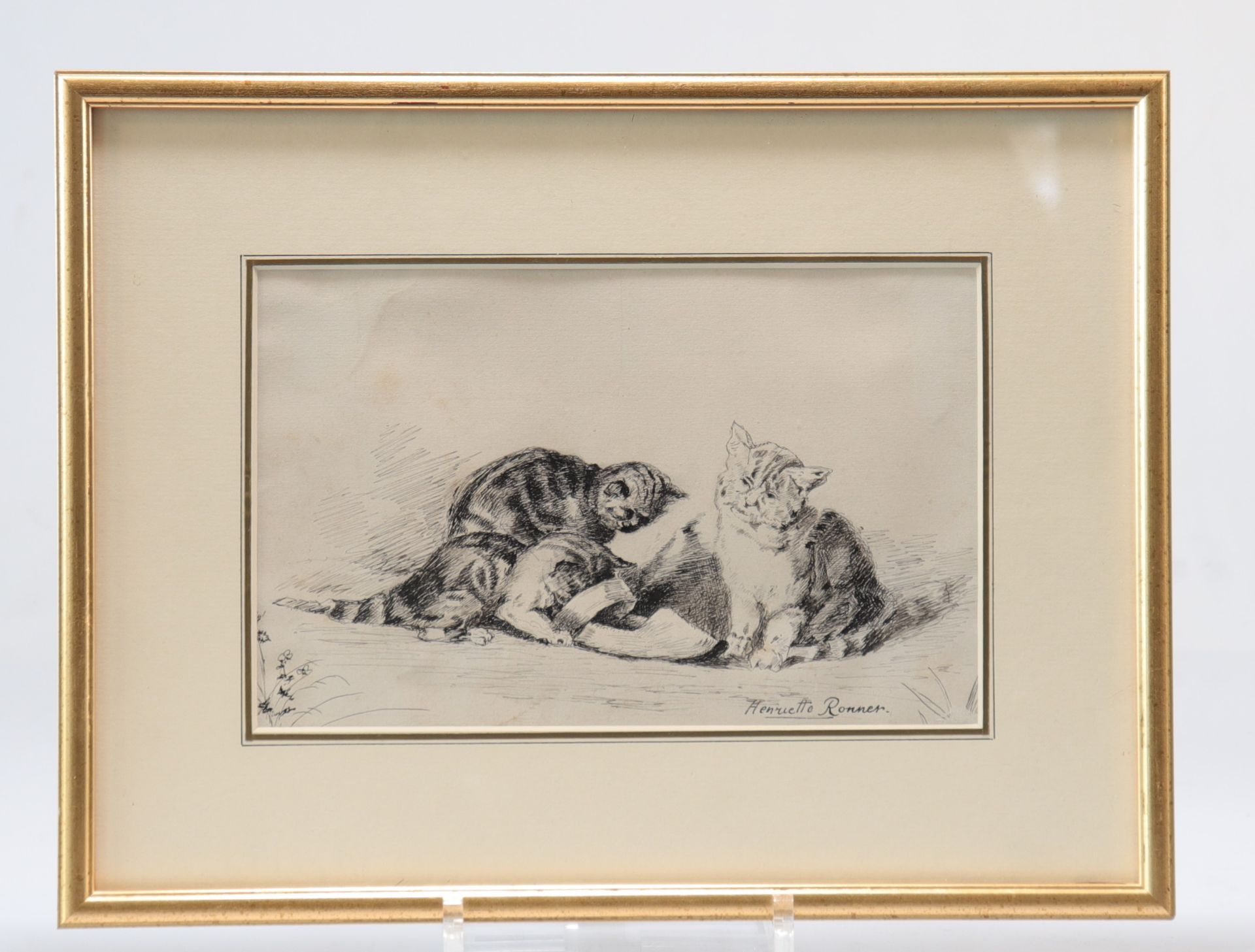 Henriette RONNER (1821-1909) Drawing "the kittens" - Bild 2 aus 2