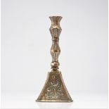 Ottoman brass candlestick and silver and copper inlay "Cairowe"