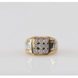 Signet ring in yellow and white gold paved with diamonds