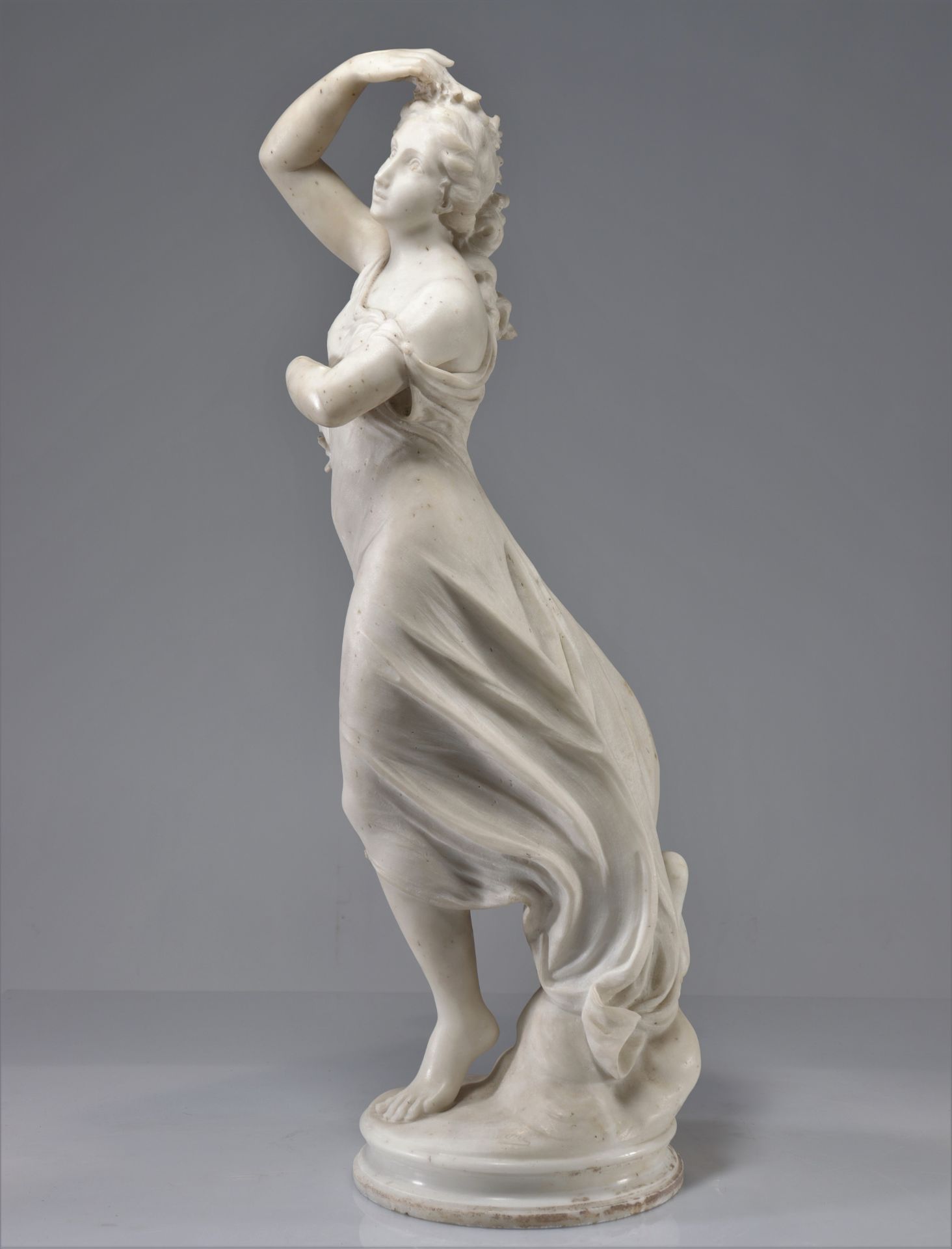 Large marble sculpture "young woman" XIXth signed - Bild 5 aus 6