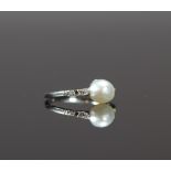 Ring in white gold and fine pearl