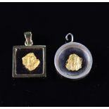 Pendants (2) in 18k gold adorned with nuggets (6.68 gr)