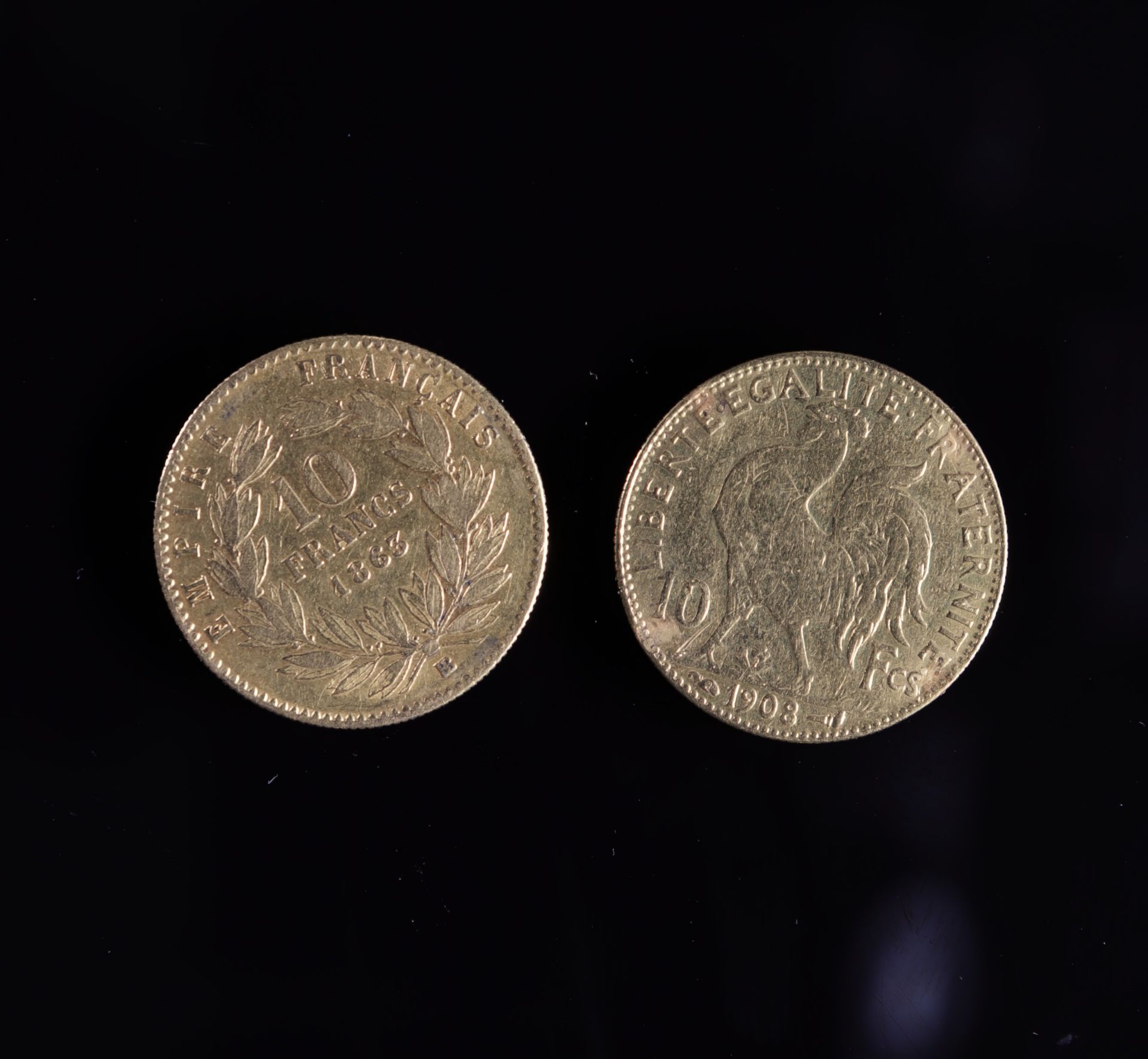 2 gold coins 10 Napoleon francs and 10 Marianne francs - Image 2 of 2