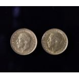 2 Sovereign coins in gold 1913 and 1915