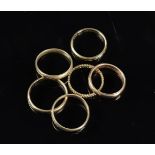 Lot (6) of 18k gold wedding rings for (19.51gr)