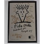 Keith Haring. â€œFido Dido. And don't you forget it! ". 1985. Black print on mirror. Enhanced with a