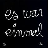 Ben Vautier. â€œEs War Einmalâ€ (Once upon a time). 2019. Bas relief in black and white plexiglass.