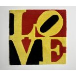 Robert Indiana. Liebe Love - 2005. Wool rug. Signed (in the plate). Numbered 895/999 on the bolduc o