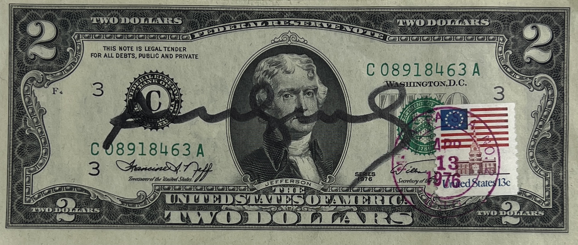 Andy Warhol. American 2 dollar bill.