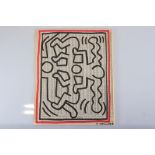 Keith Haring. Original drawing in black and red marker on a newspaper page from the New York Post of