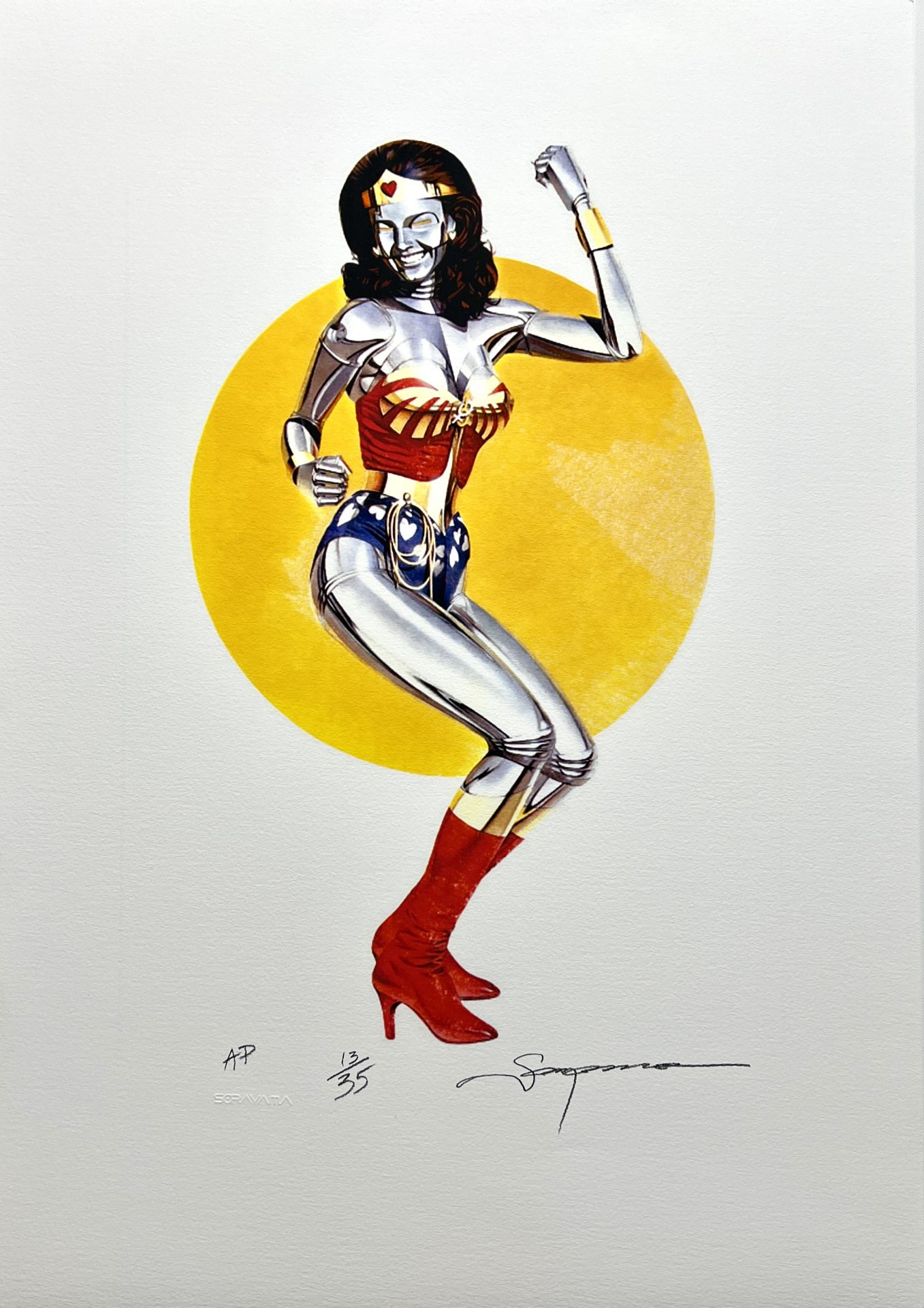 Hajime SORAYAMA. â€œWonderwomanâ€. Color lithograph. 2019. Signed â€œSoryamaâ€ in pencil lower rig