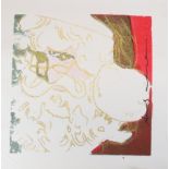 Andy Warhol. Santa Claus. Color print on linen. Signed on the front "Andy Warhol" in black marker. B