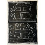 Keith Haring. Subway drawing. Circa 1986. Original chalk drawing made on two metro posters.