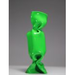 Laurence Jenkell. Green candy wrapper. 2008. Plexiglas sculpture. Unique piece. Signed "Jenkell".