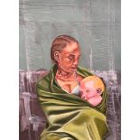 Josue MBANGA LLOKO (1997) oil on canvas "maternal love"