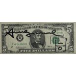 Andy Warhol. American 5 dollar banknote.