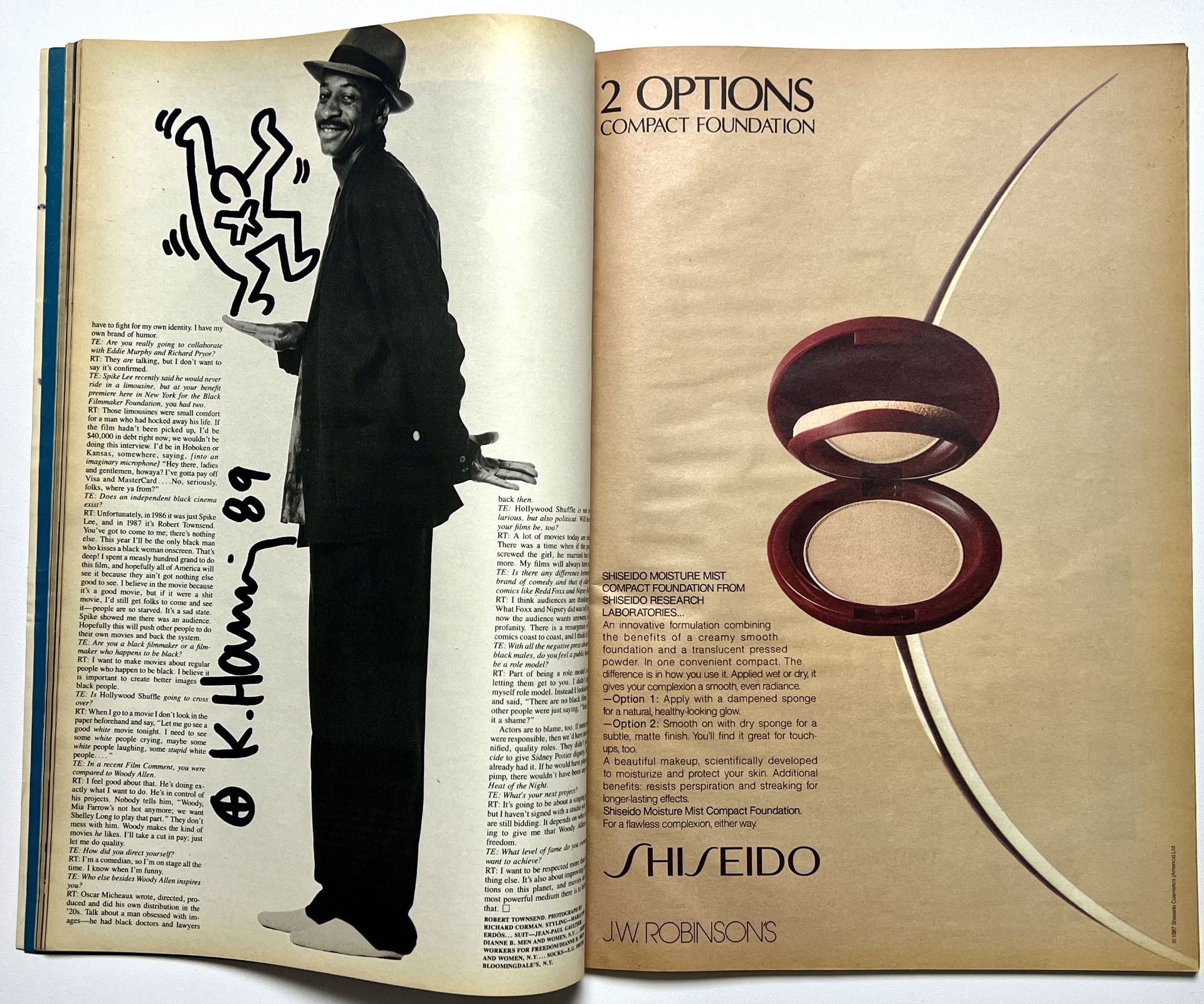 Keith Haring. Magazine Interview from May 1987, includes two original drawings, one of which, on the - Image 2 of 4