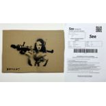 Banksy. Mona Lisa Bazooka. 2015. Spray paint and stencil on cardboard.