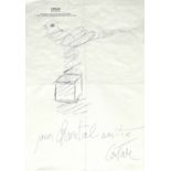 Caesar Baldaccini. " Bird ". Drawing in pen on headed paper from Cesar's studio.