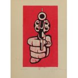 Roy Lichtenstein. "Pistol". 1964. Color offset on paper. Signed "Roy Lichtenstein" in pencil lower r