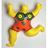 Niki De Saint Phalle. Yellow chick. Inflatable plastic sculpture. Signed "Nana by Niki" in the plate