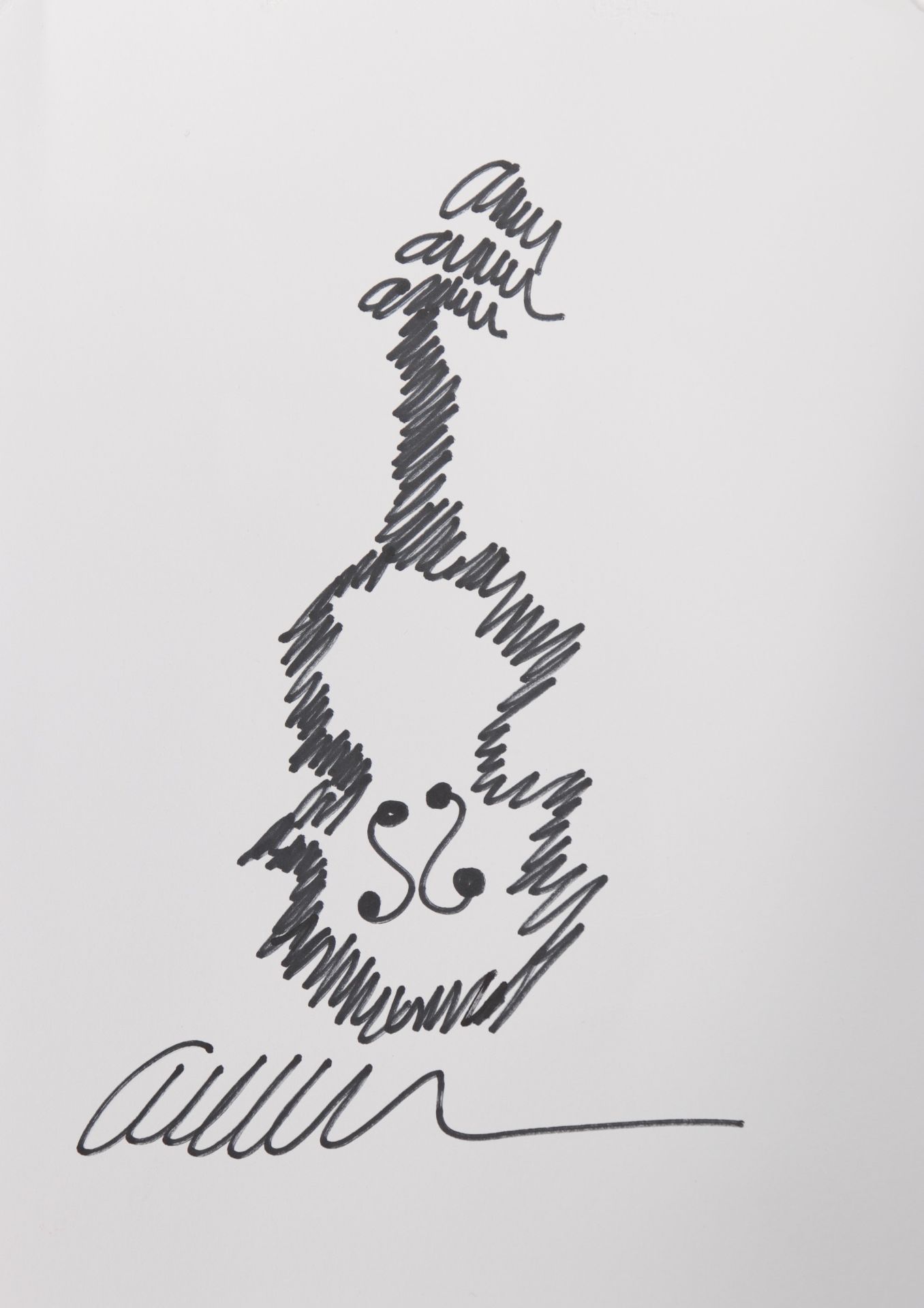 Arman Fernandez. "Violin". Felt pen drawing on paper. Signed "Arman" four times.