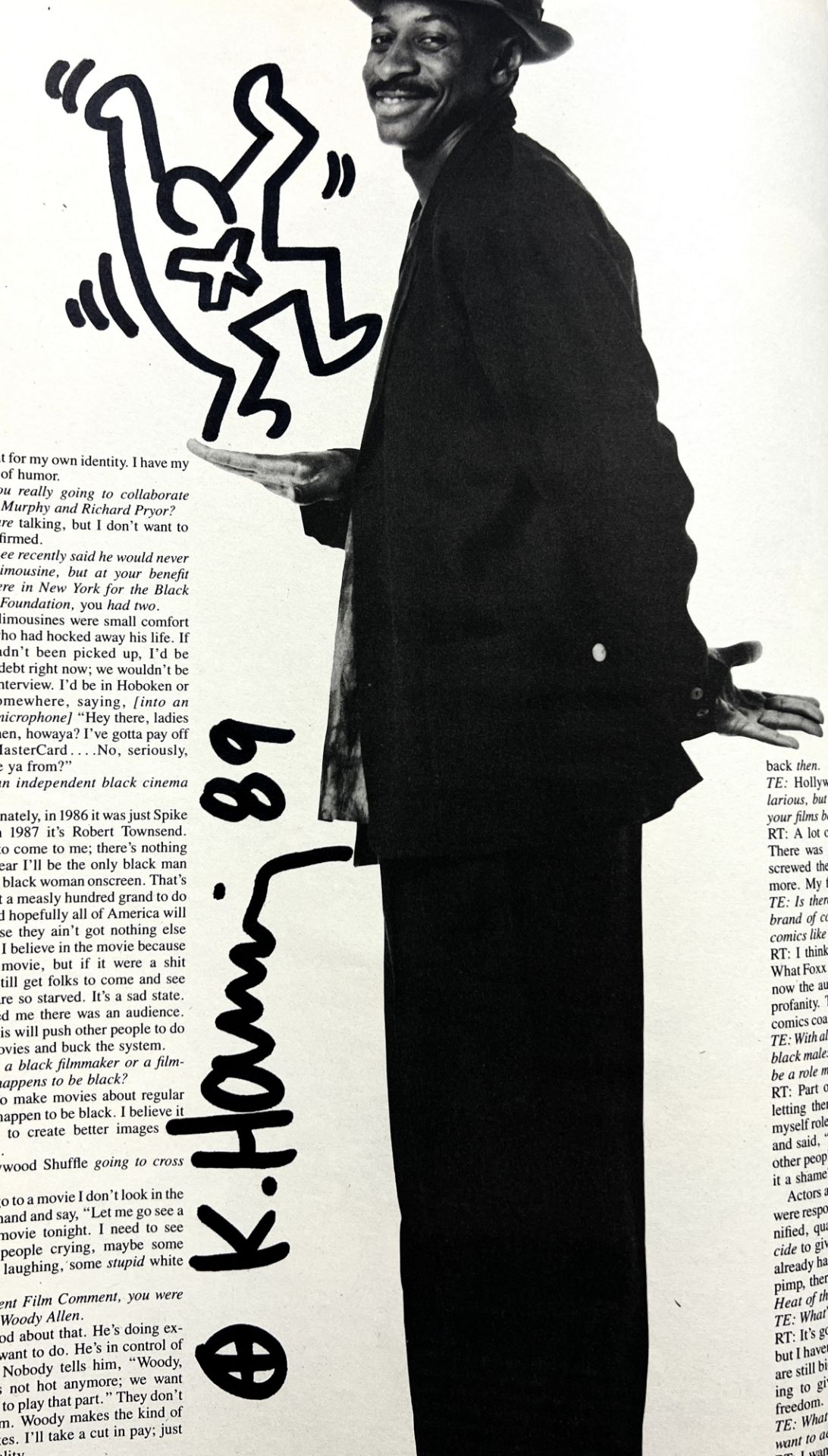 Keith Haring. Magazine Interview from May 1987, includes two original drawings, one of which, on the - Image 3 of 4
