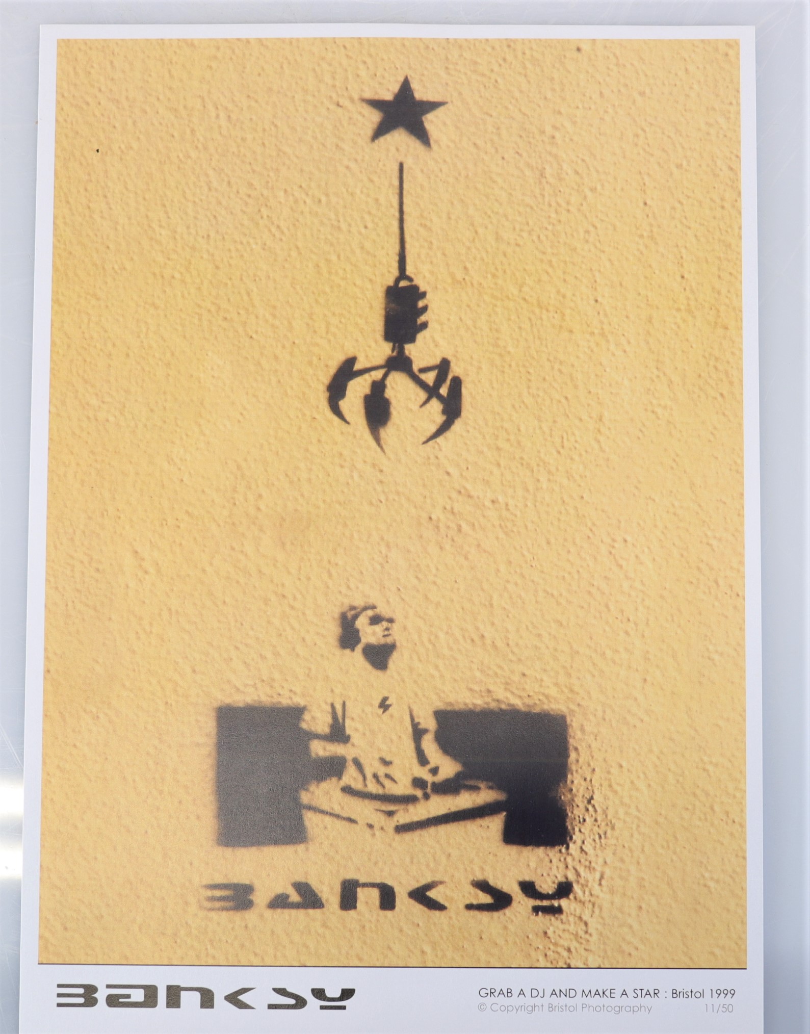 Banksy. â€œGrab A DJ and Make A Starâ€. Bristol, 1999. Color offset print, published by Bristol Pho