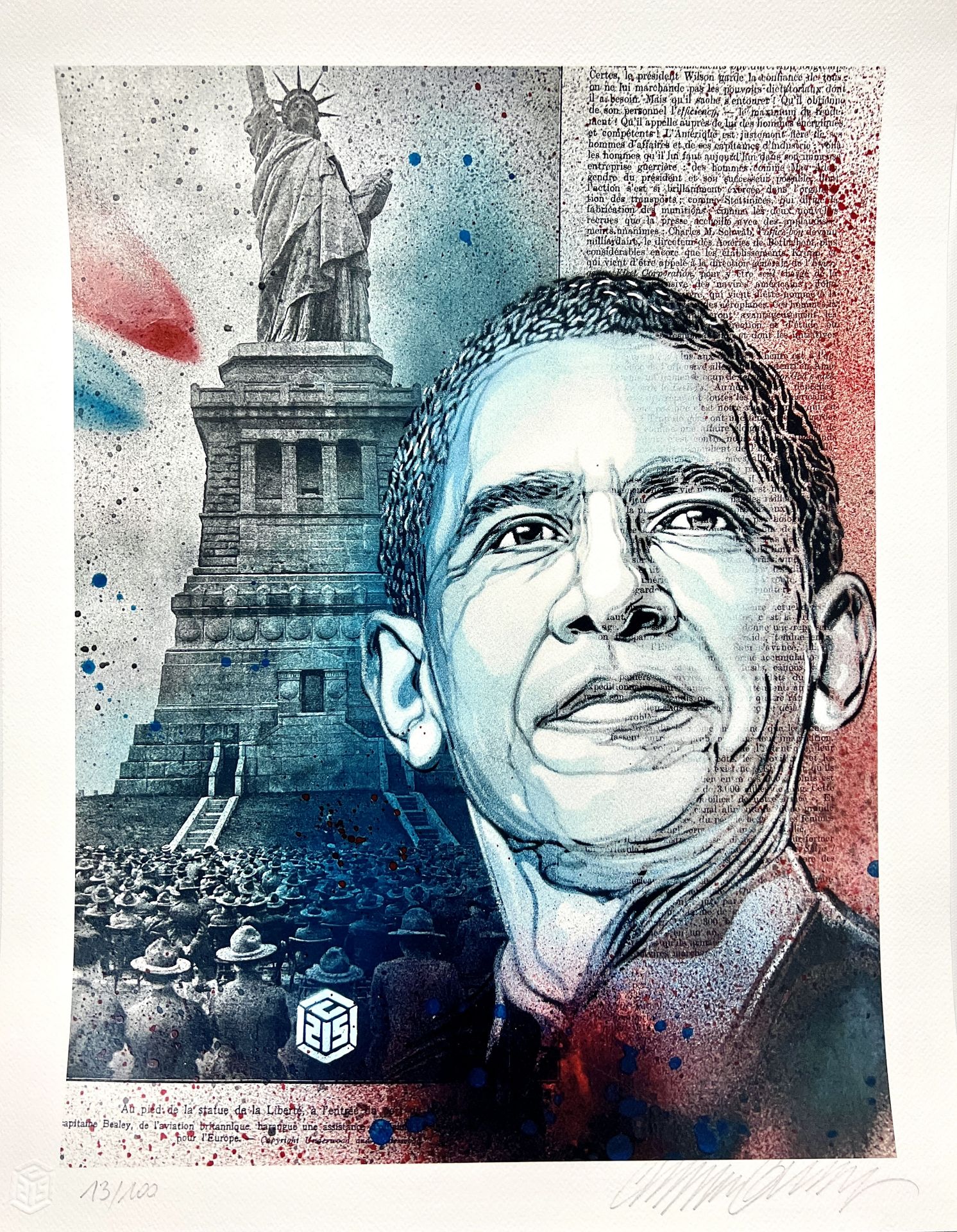 C215, Christian Guemy. â€œObamaâ€. Color printing on Canson 310g paper. Signed "Christian Guemy" lo