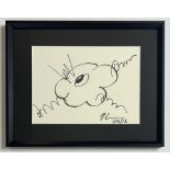 Jeff Koons. Flowers. Drawing in black marker on white paper. Signed and dated 1/12/12 lower right.