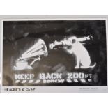 Banksy. â€œKeep Back 200FTâ€. Bristol, 1999. Color offset print, published by Bristol Photography i