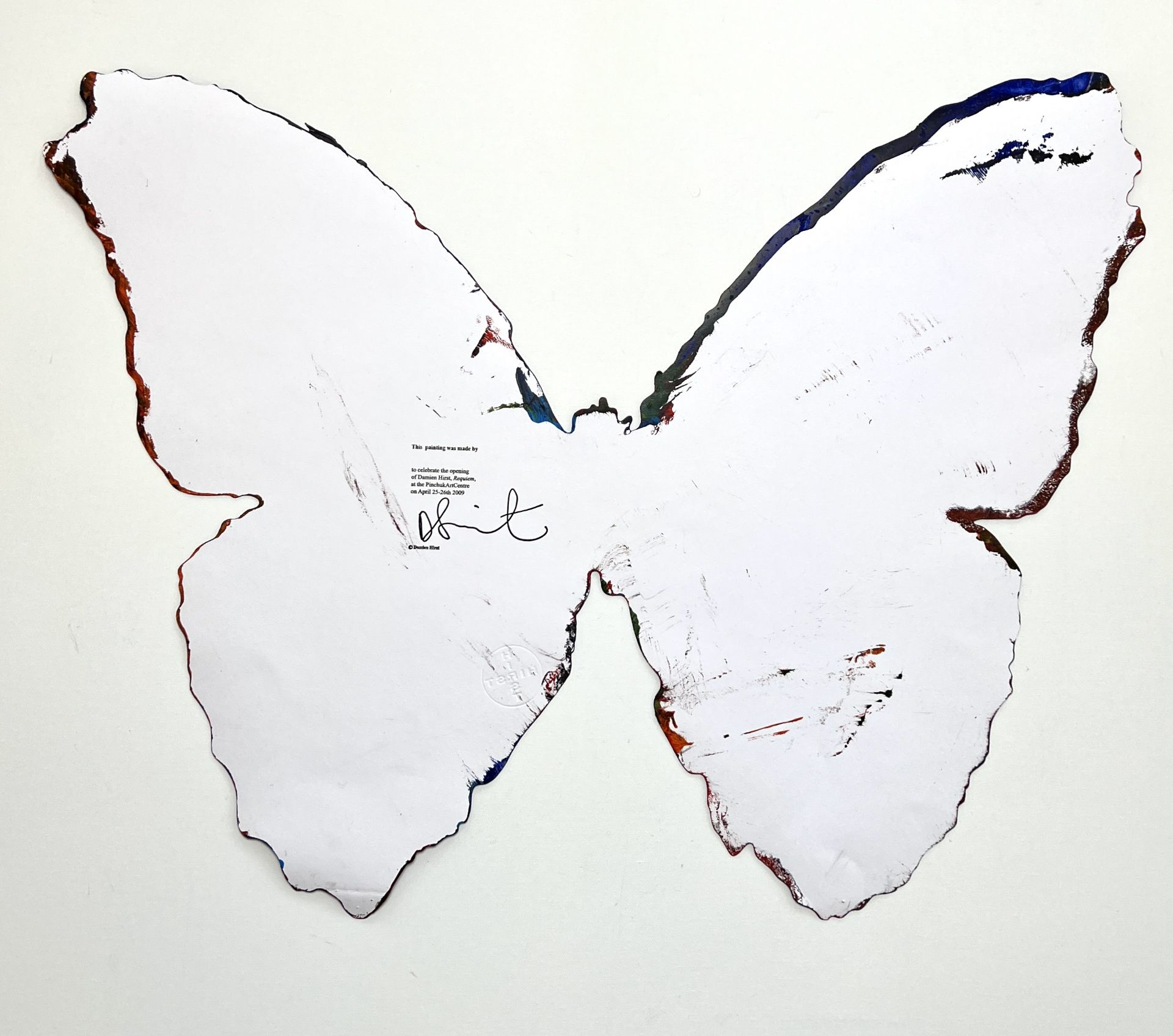 Damien Hirst. 2009. Butterfly. Spin Painting, acrylic on paper. Stamp of the signature "Hirst" on th - Image 2 of 3