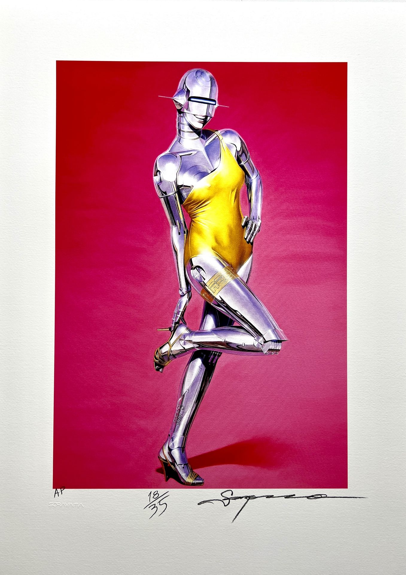 Hajime SORAYAMA. â€œYellow Dressâ€. Color lithograph. 2020. Signed â€œSoryamaâ€ in pencil lower ri