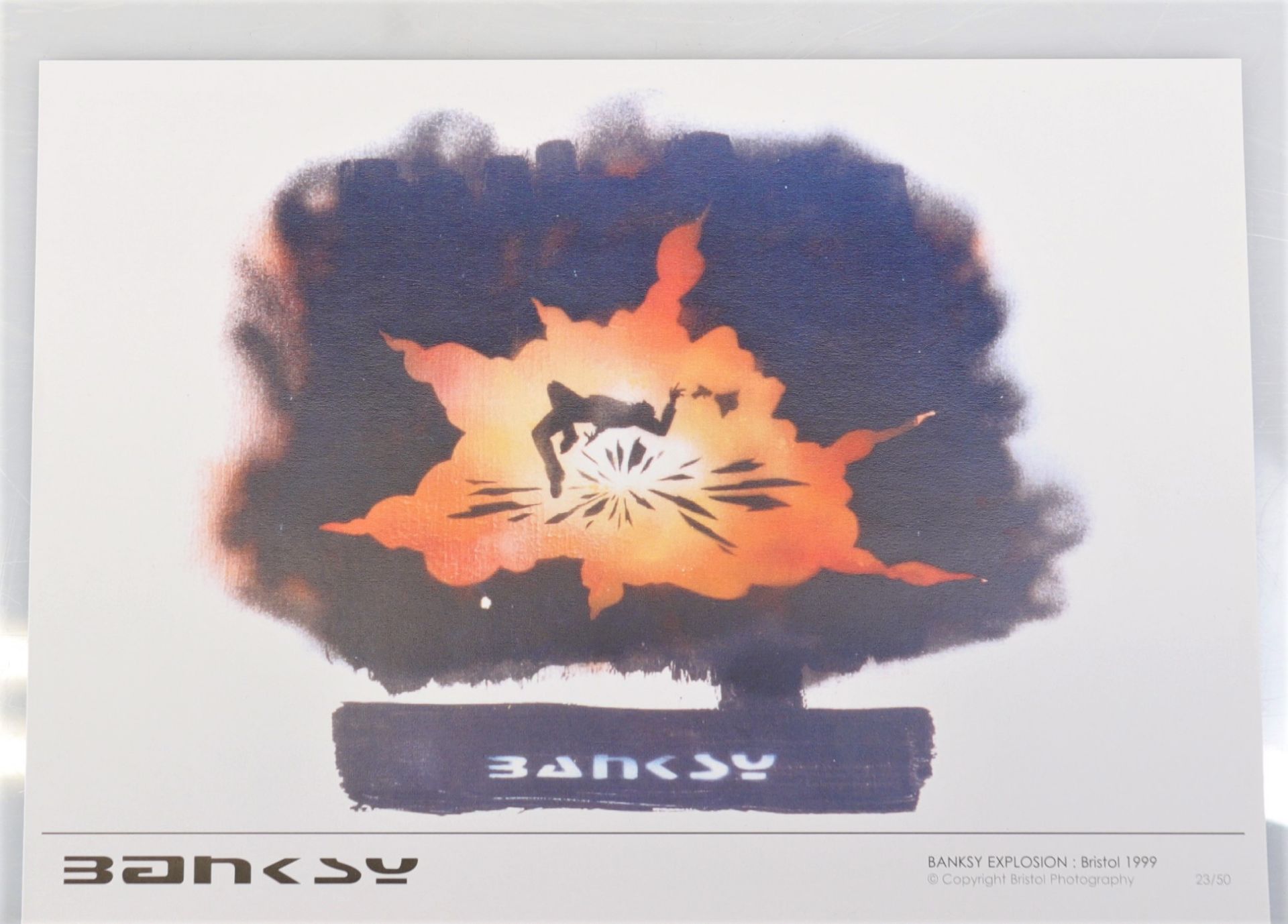 Banksy. Banksy Explosion. Bristol, 1999. Color offset print, published by Bristol Photography in 199