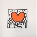 Keith Haring. " Heart ". Color offset on paper. Signed "K.Haring" in felt pen on the front.
