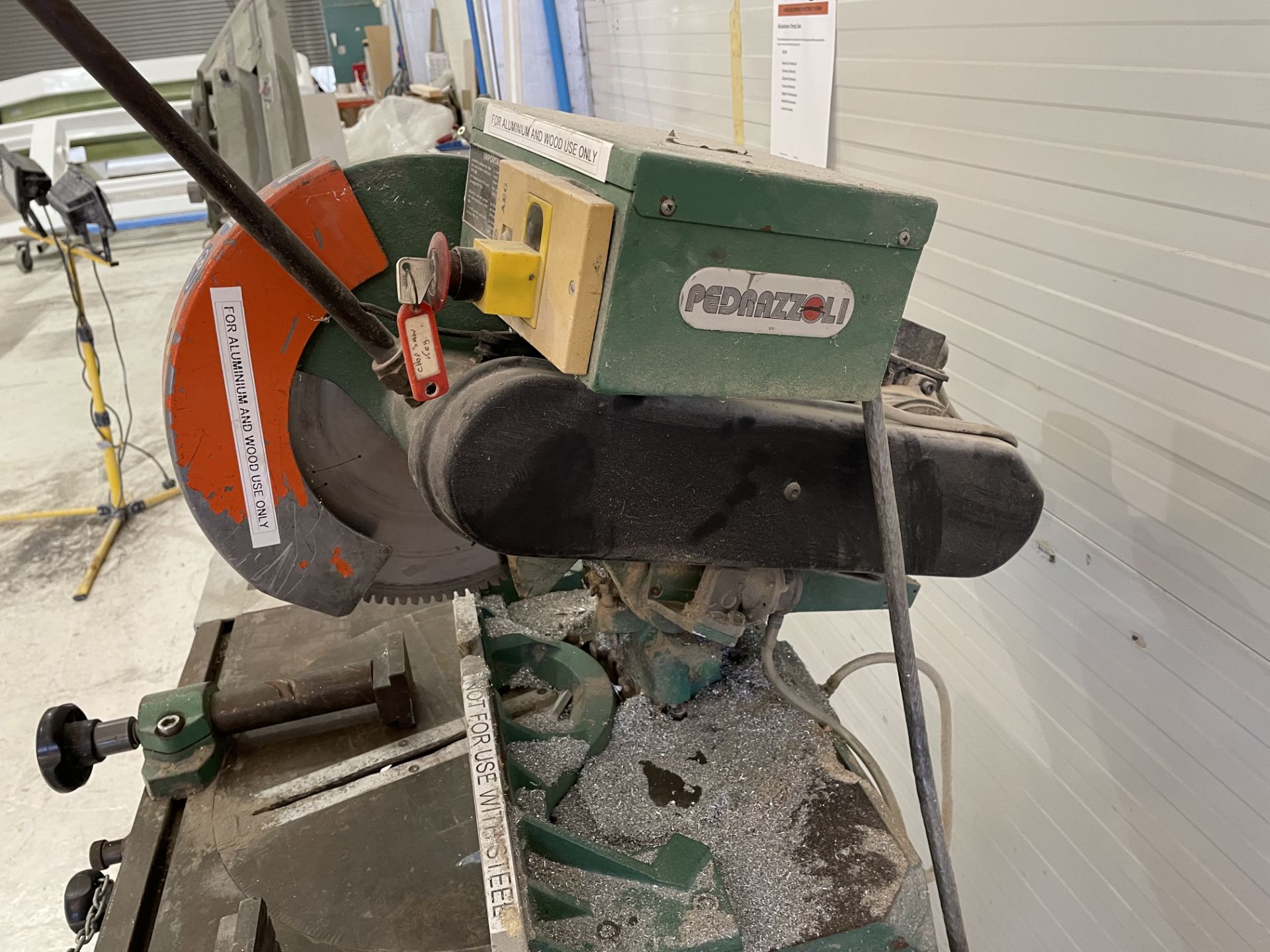 Pedrazzoli Cross Cut Mitre Saw on Metal Base with 3&2M Feeds - Image 2 of 3