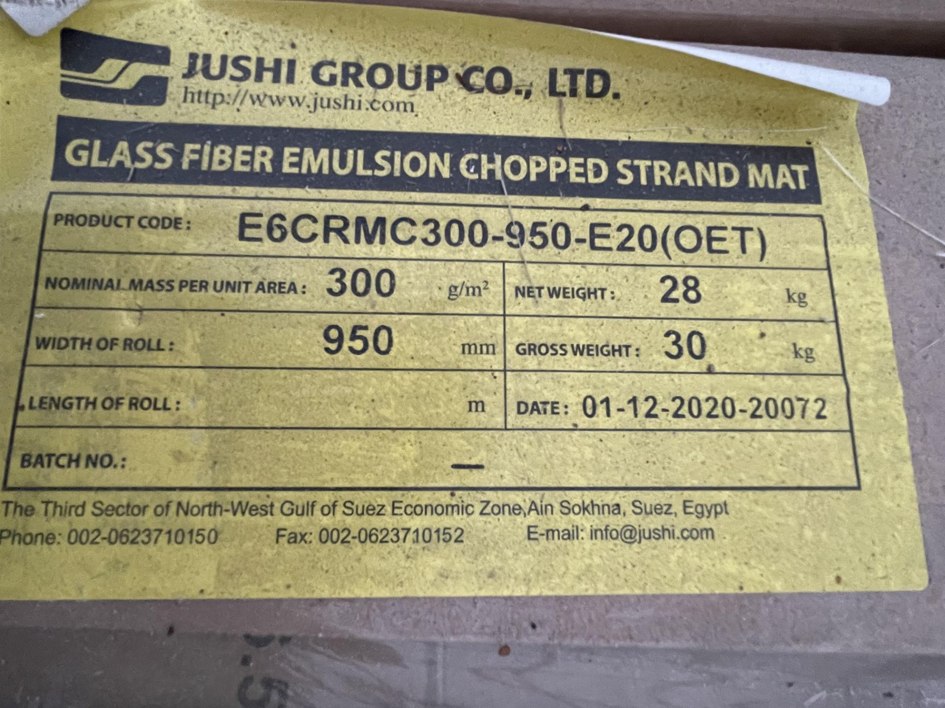 Pallet of 16x Jushi E6CRMC300-950-E20 300g/m2 950mm Glass Fiber Emulsion Chopped Strand Mat - Image 4 of 4