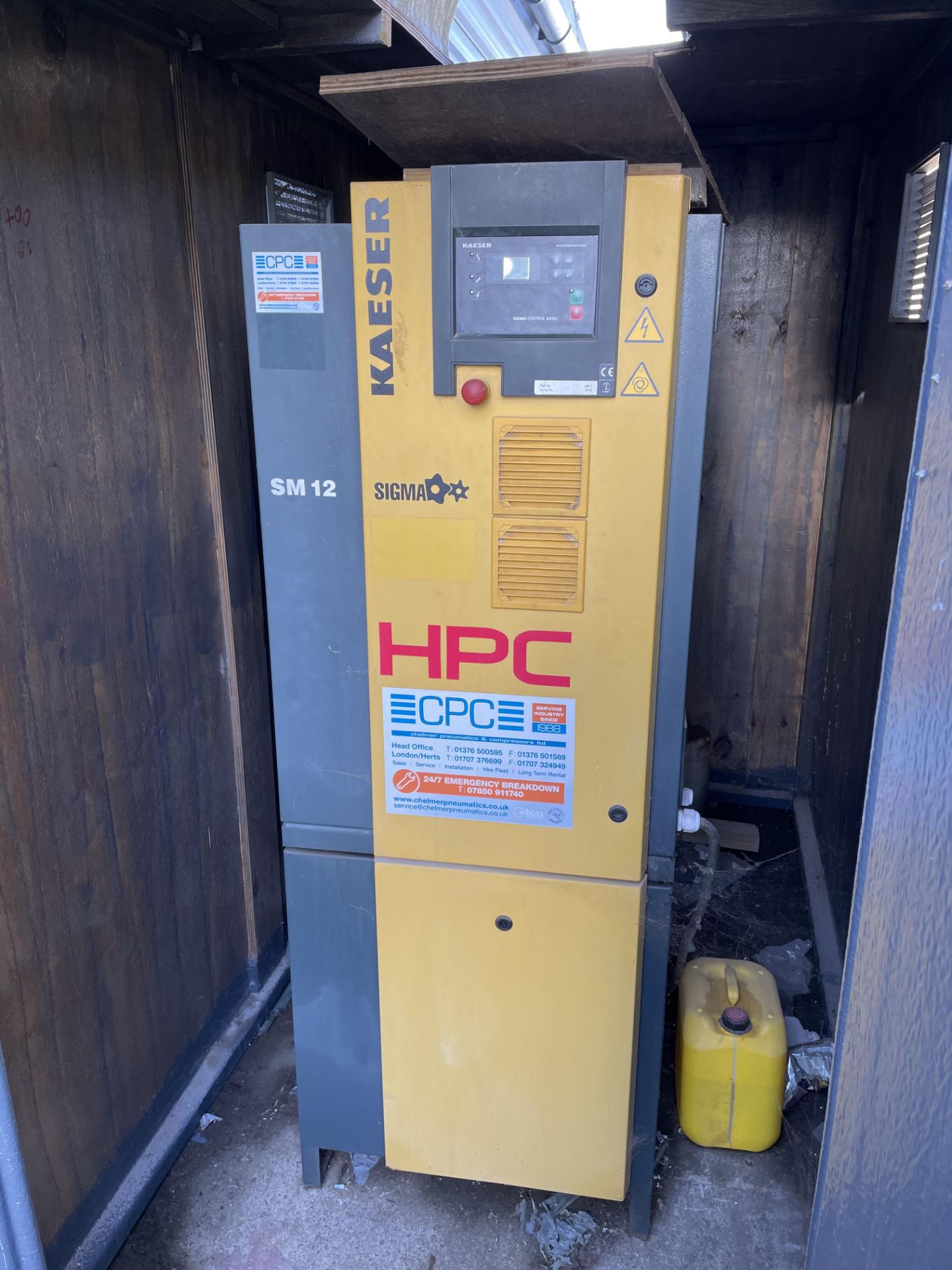 Kaeser Sigma SM 12 HPC Variable Speed Rotary Screw Air Compressor S/No. 4170, Run Hours: 45,192