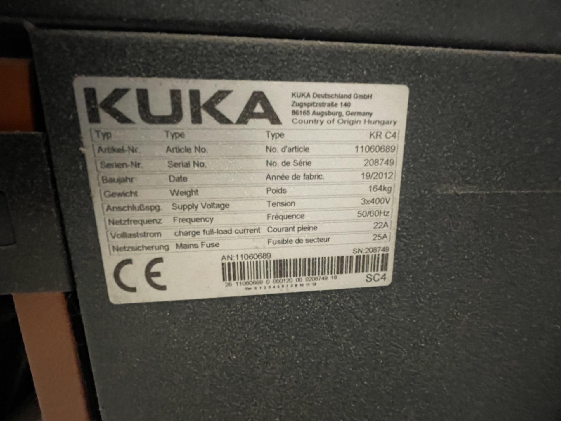 2012 KUKA Model KR270 R2900 Ultra K Robotic Arm S/No.653096 with KUKA KRC4 Control S/No. 208749 - Image 12 of 14