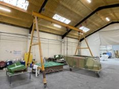 Mobile A-Frame Steel Gantry, c. 6.5M Width x 4.7M Vertical Height with 2x Chain Hoists
