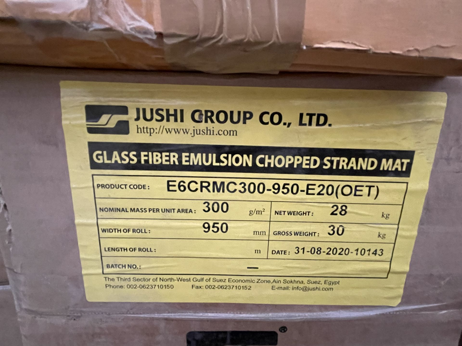 8x Rolls Jushi E6CRMC300-950-E20 300g/m2 950MM Glass Fiber Elmulsion Chopped Strand Mat, Date of - Image 2 of 3