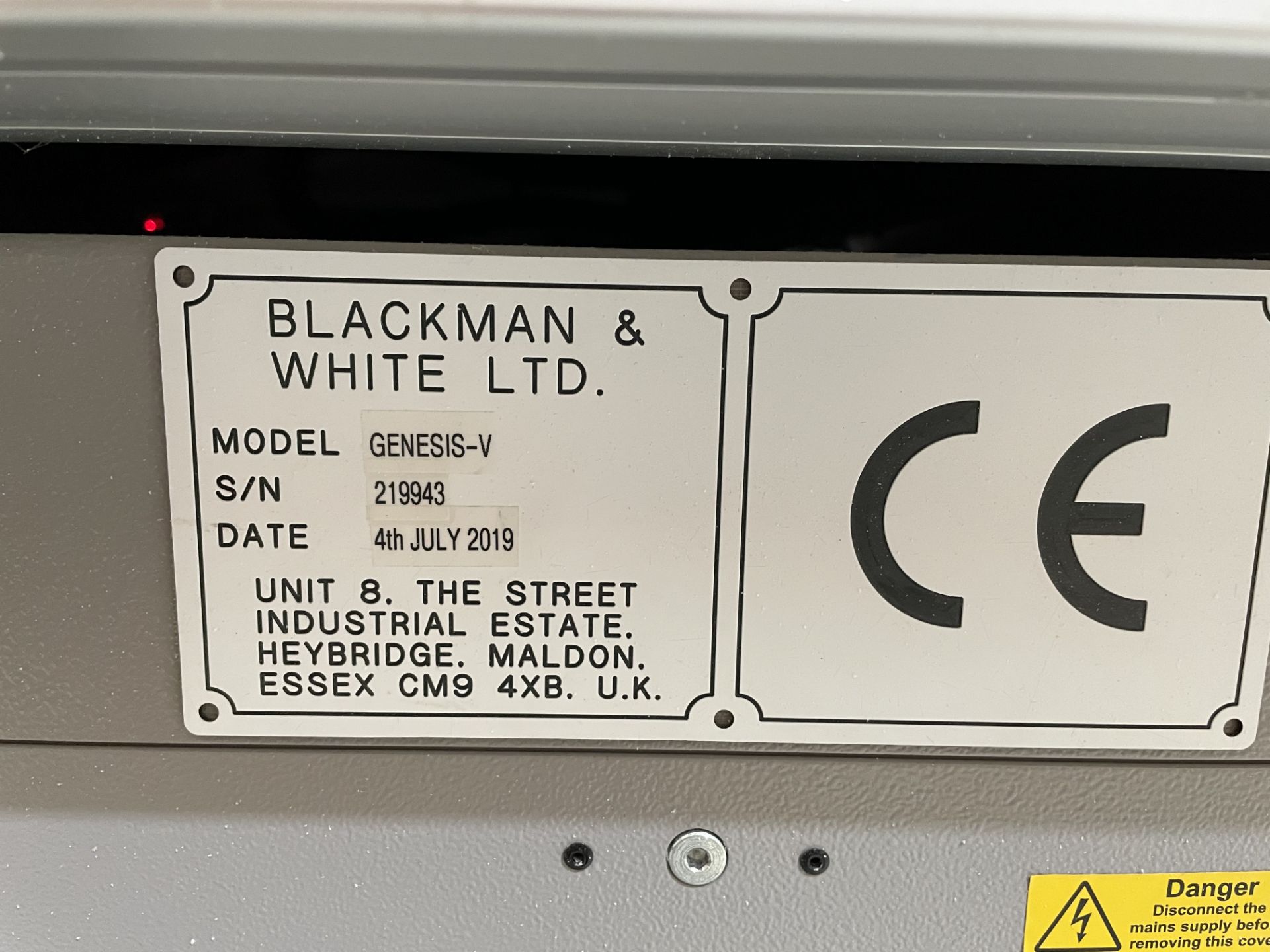 2019 Blackman & White Genesis-V Multi Function Digital Cutting Machine 1.6x3m Bed, S/No. 219943 - Image 4 of 11