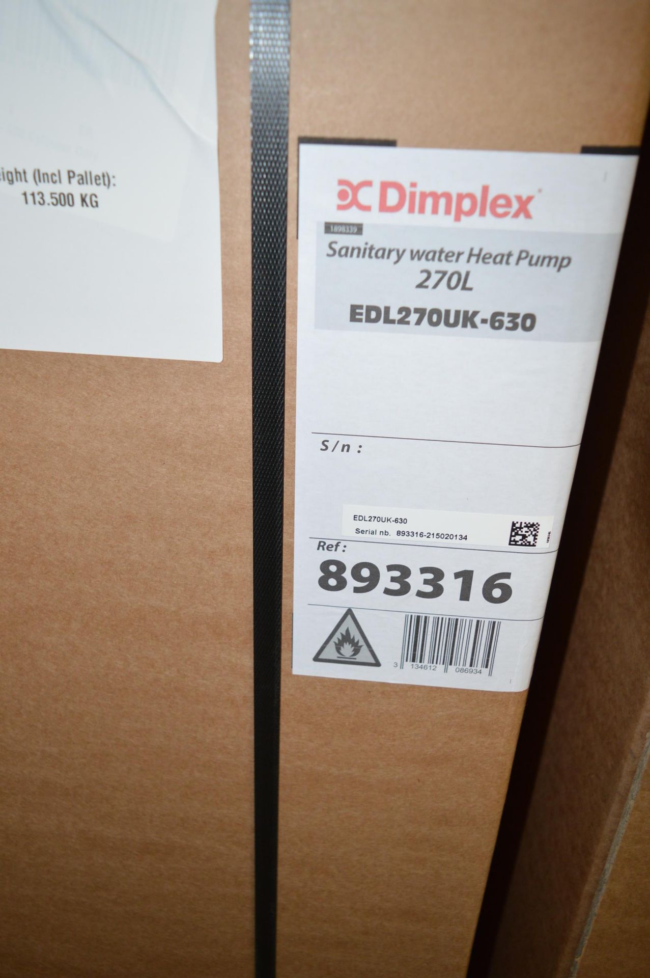 Dimplex, sanitary heat pump, Model EDL270UK-630, 270L, Serial No. 893316-215020134 (boxed) - Image 2 of 2