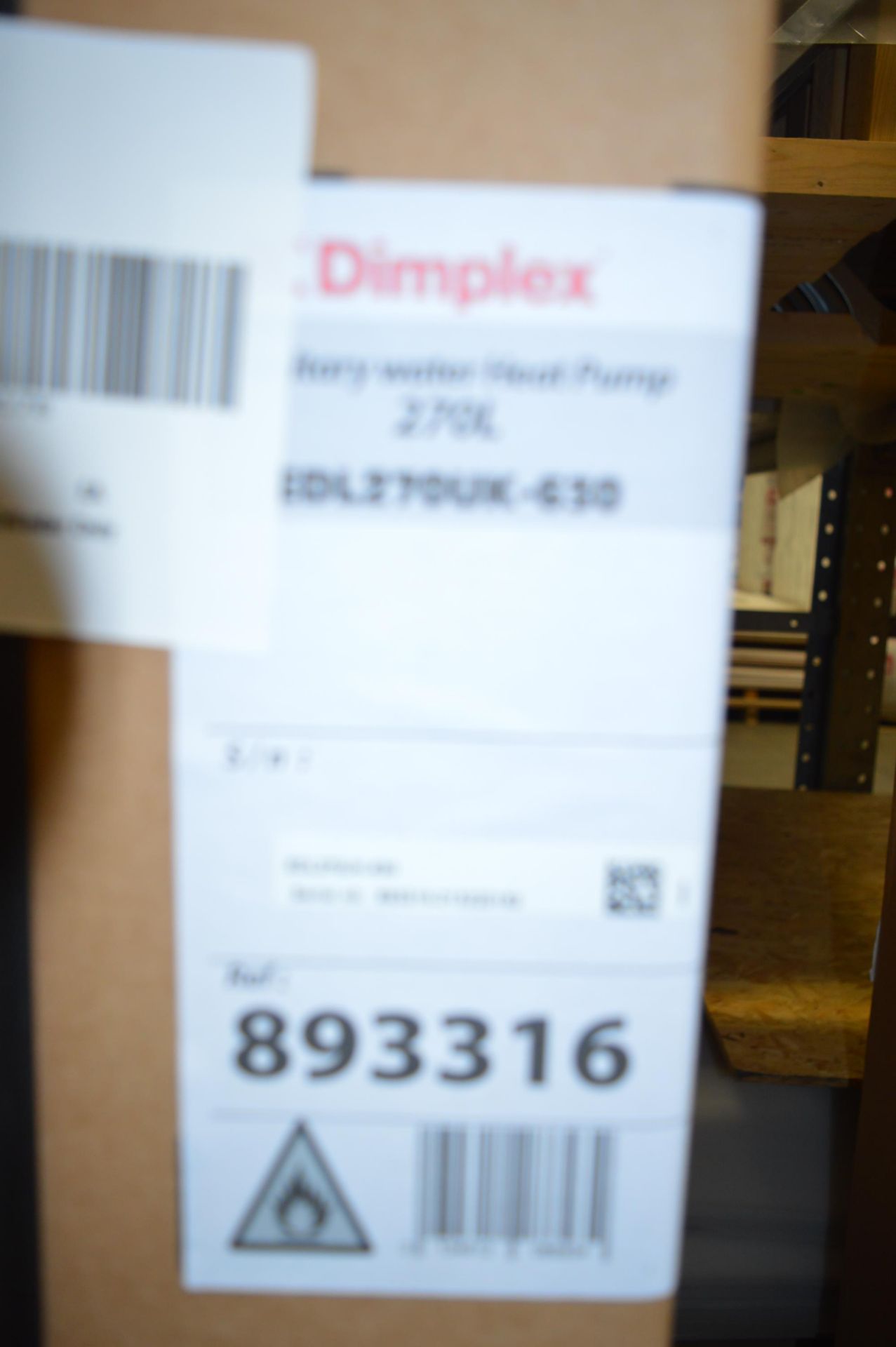 Dimplex, sanitary water heat pump, 270L, Model EDL270UK-630, Serial No. 893316-215220182 (packaged) - Image 2 of 2