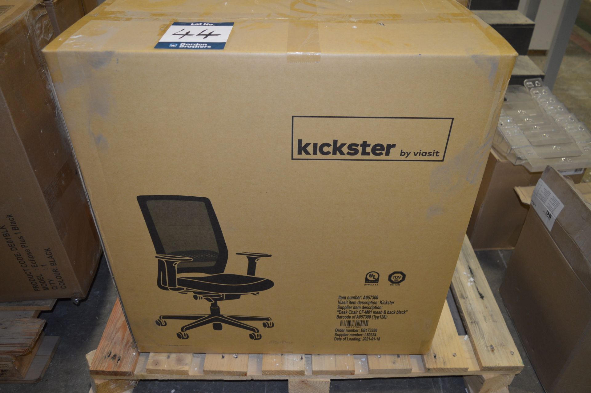 3x (no.) Kickster, swivel and tilt black armchairs, Item No. A057300 (boxed)