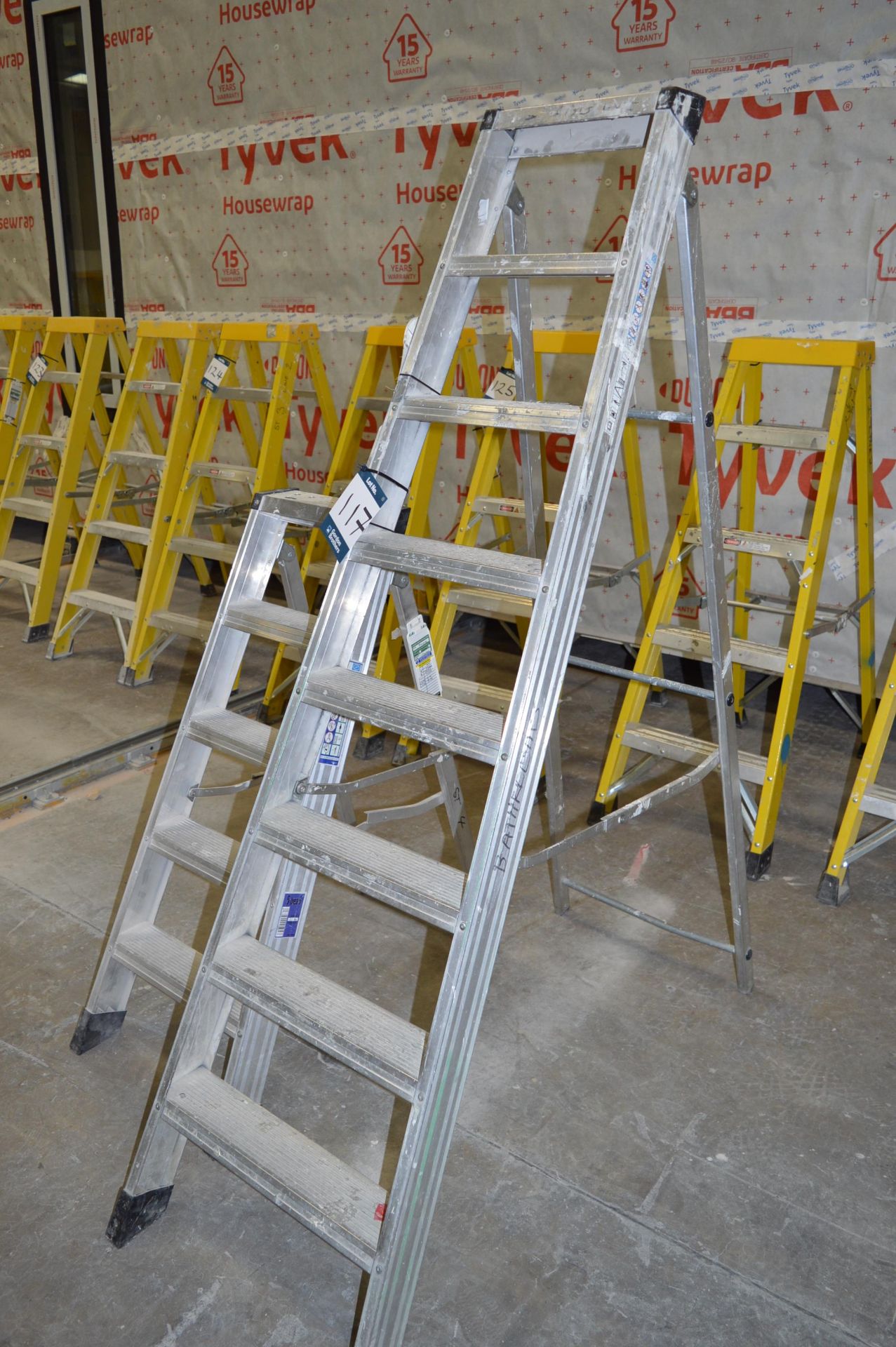 Zarges, eight tread alloy stepladder and Zarges, five tread alloy stepladder